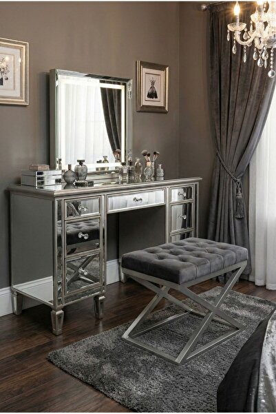 TodekHome Nexus Babyface Kapitoneli Puf - Krom Metal X Ayaklı Modern Bench (5...