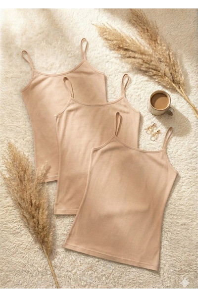 Loule Women's 95% Cotton 3-Piece String Strap Tank Top - Anti-Sweat & Soft Textured Stretchy Fabric