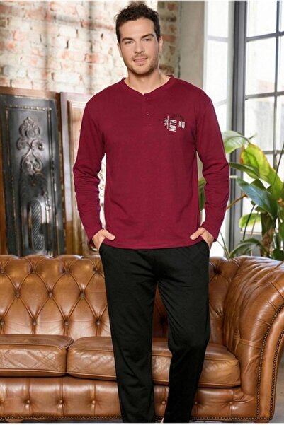 MORRO 100% Cotton Men's Long Sleeve Color Block Casual Clothing Set. - Pajama Set