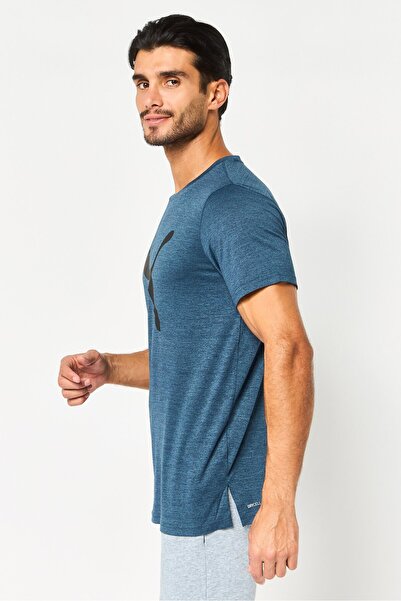 Puma Men Sportswear Fit Short Sleeve Outdoor T-Shirt, Heather Teal Blue