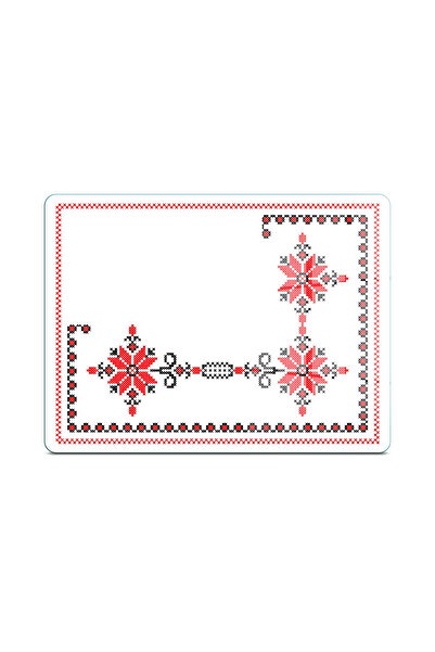 Decovetro Glass Presentation Serving Plate Set of 3 Rectangular Cross Stitch Patterned