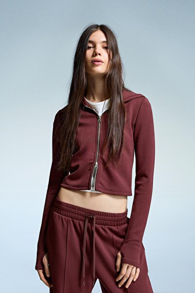 Bershka Modal yumuşak fermuarlı kapüşonlu sweatshirt