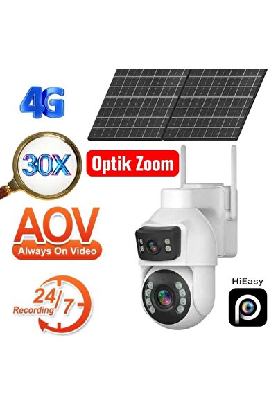 WİFİCAM 30X 4+4MP Optik Zoom Çift Kameralı 4G Solar Kamera Hieasy Yazılım