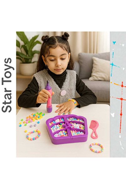 STAR TOYS Beading and bracelet-making set for girls with a matching pen –