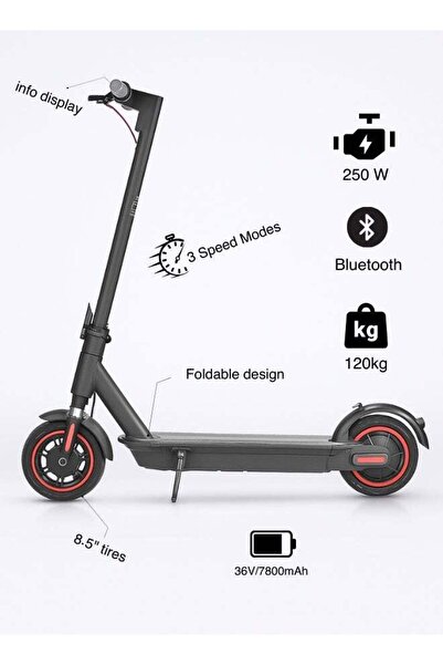 niyazi Foldable electric scooter, 3 speeds, 36V, 7800mAh, wide tires
