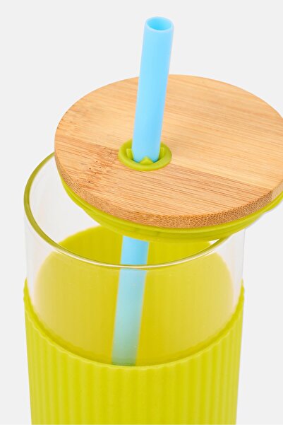 Vessel Borosilicate Glass Tumbler With Bamboo Lid 710 ml, Lime Green