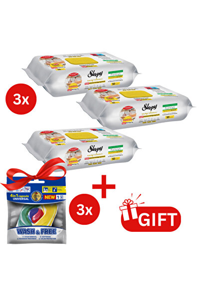 Sleepy PACHET PROMO: 3× Șervețele Easy Clean lămâie 50 buc + 3× Capsule rufe ...