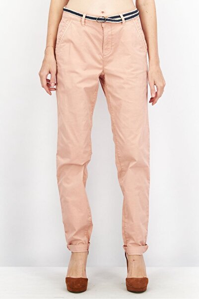 Esprit Women Regular Fit Belted Solid Pants, Blush Pink