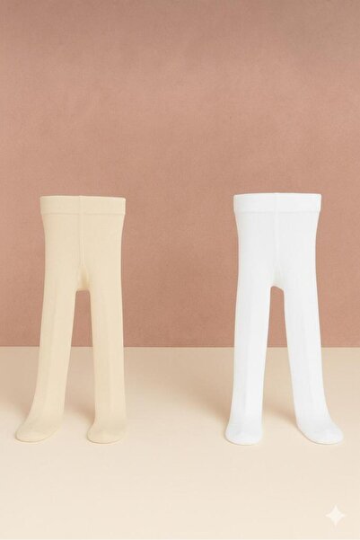 Tiril Tiril (0-13 години) Детски чорапогащи, 2 броя в опаковка - ПАМУК, удобни за носене, БЯЛО-КРЕМОВО