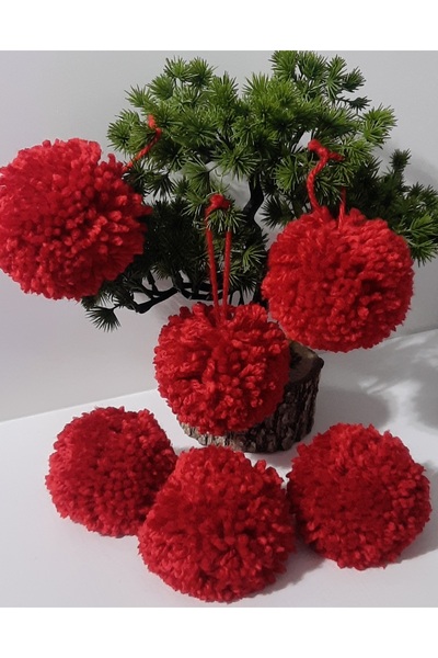 örgüdelisi 6 Pieces Christmas Pompom Ornament