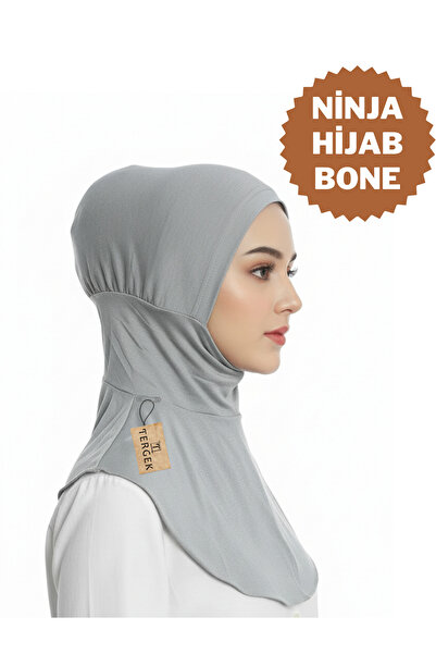 Tergek Neck Collar Hijab Bone Gray, Ready-To-Wear Practical Sports Hijab Headscarf Scarf Shawl Turban Mevlüt Prayer Namaz