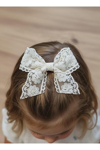 Toka Delisi مشبك شعر للأطفال من يان، فيونكة من الدانتيل الكريمي، مشبك مصنوع ي...