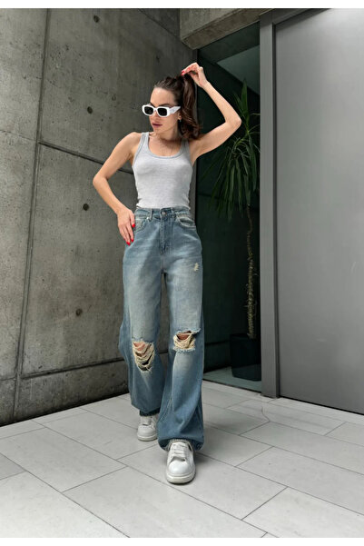 Weekeep Ripped Detail Retro Jean Pants