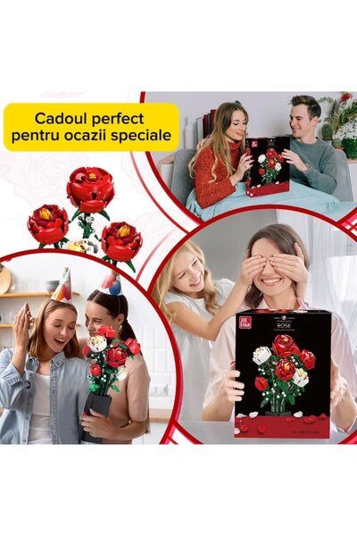 MyRavadino Building set, Bouquet of 9 roses, x Jie Star™, 818 pieces