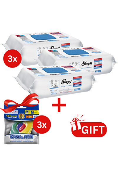 Sleepy PROMO PACKAGE: 3× Bleach Additive Wipes 100 pcs + 3× Wash & Free 4in1 ...