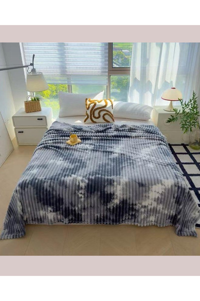 Truva Grup Cocolino Embossed Striped Blanket, 200x230 cm – Fluffy Blanket for Double Bed