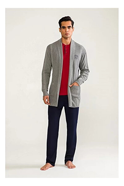 D'S Damat 5-Piece Knit Robe Groom Men's Pajama Set