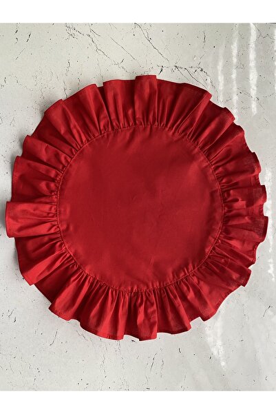 ToffyStore Round Red Linen American Placemat (38X38Cm)