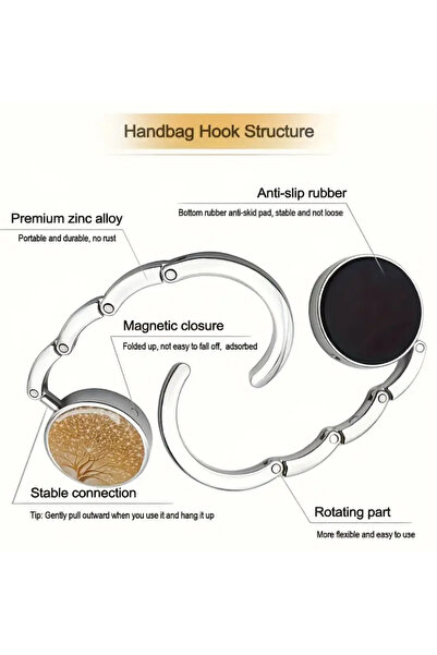 glasses accessory Lumaks Stylish Foldable Metal Desk Bag Hanger – Portable Practical Bag Desk Hanger Bracket