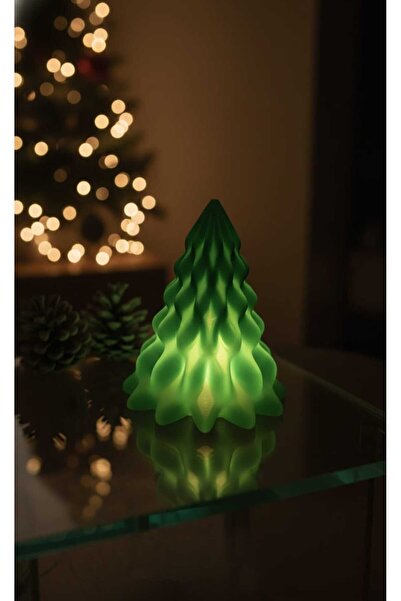 ASYDESIGN Tealight Mumluk Çam Ağacı Dekorlu Pilli Ledli