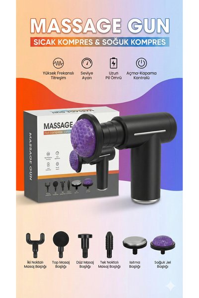 Massage Gun Profesyonel Şarjlı Masaj Tabancası - Sıcak ve Soğuk Kompres Başlı...