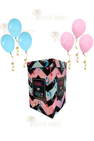 LOTUS PARTY صندوق تخمين جنس المولود، صندوق حفلة استقبال المولود، بالون أزرق وردي، صندوق جنس المولود