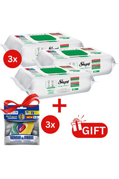 Sleepy PACHET PROMO: 3× Șervețele White Soap Additive 100 buc + 3× Capsule rufe Wash & Free 4in1