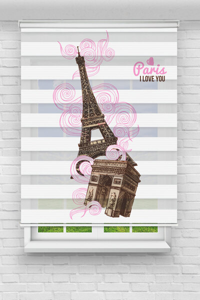 Perdecizade (ENXBOY)PEMBE PARİS DİJİTAL BASKILI ZEBRA PERDE-COCUK ODASI-STOR ...