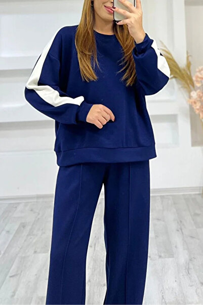 EmcyFiora Modal Fabric Striped Pattern Tracksuit Set (Ef)