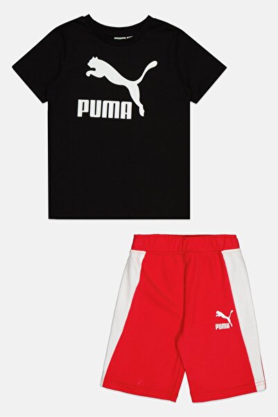 Puma Kids Boy Sportswear Fit Short Sleeve Top And Bottom Outdoor Set, Multicolor