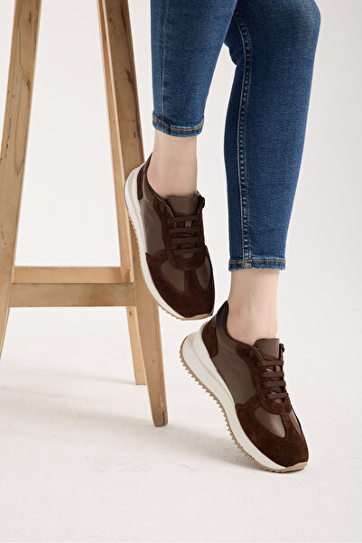 Jande Kadın Kahverengi Kalın Taban Spor Ayakkabı – Günlük Comfort Sneaker