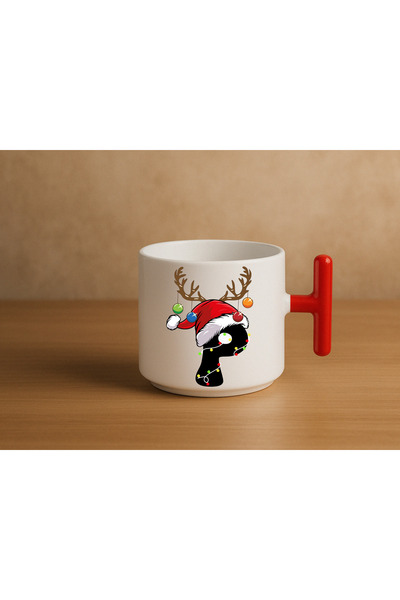 Er-Se Tasarım Special Red t Handle P Letter Mug for New Year's Eve, Special Red Mug for New Year's Eve, Gift Mug for Friends