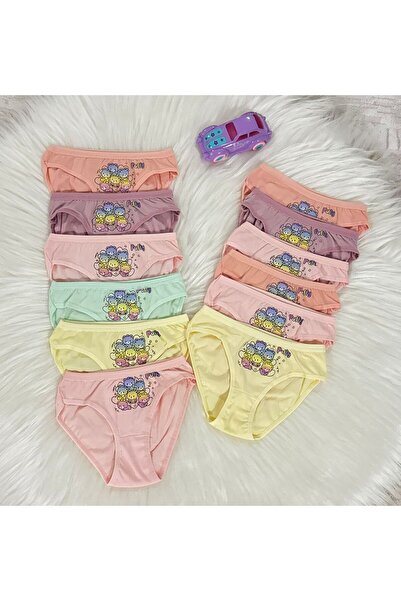 TatlıKids Girls' Printed Underwear 12 Pieces (Cotton)