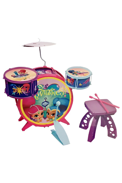 NİCKELODEON لعبة شيمر آند شاين الموسيقية للأطفال - آلة إيقاعية مع مقعد وطقم طبول