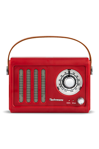 Electromures Retro radio with Bluetooth speaker EM 1006, 1500mAh, 6h, USB, Jack 3.5mm, Scarlet Sage