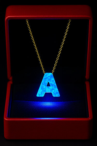 KAR DİAMOND 14 Ayar Altın Opal Taşlı A Harfi Kolye Sertifikalı Özel Işıklı He...