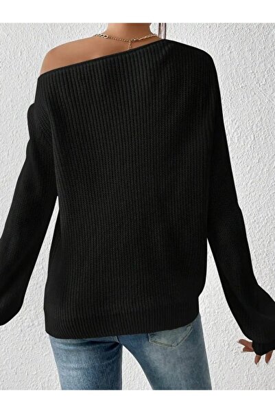 buğrahayalin Women's Long Sleeve One Shoulder Detailed Knitwear Blouse