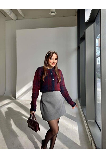 ALVOR Checkered Wool and Alpaca Blended Cardigan