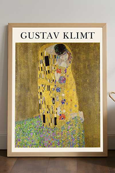 Duvarda Poster înrămat din lemn natural Gustav Klimt, pictură decorativă arti...