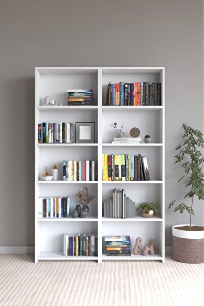 MEK MUSAB 10 RAFLI ÇOK AMAÇLI GENİŞ DOLAP - KİTAPLIK BEYAZ