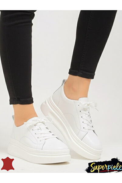 ANGEL BLUE Women's casual shoes made of genuine leather with platform and lace-up closure