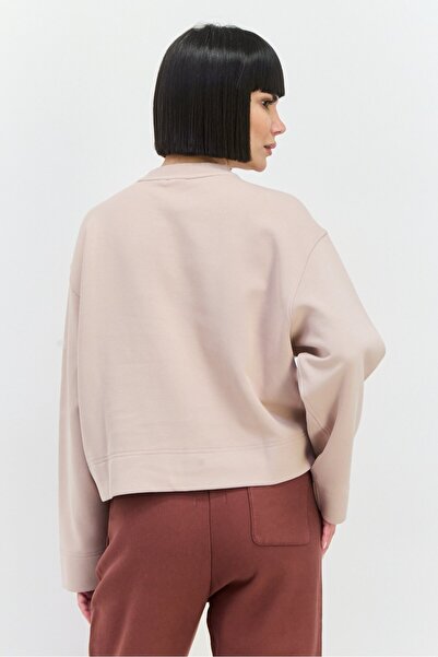 adidas Women Sportswear Fit Long Sleeves Sweatshirt, Dusty Beige