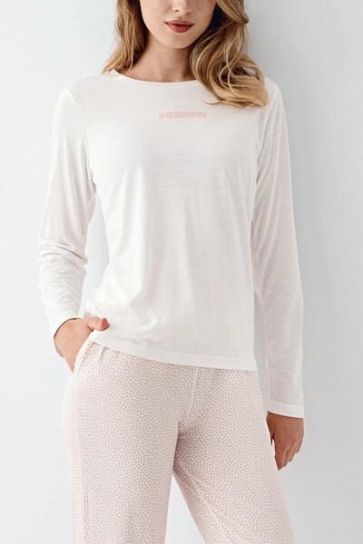 The Clover Long Sleeve Round Neck Modal Cotton Women's Pajama Set Thcl17Vr34Arn