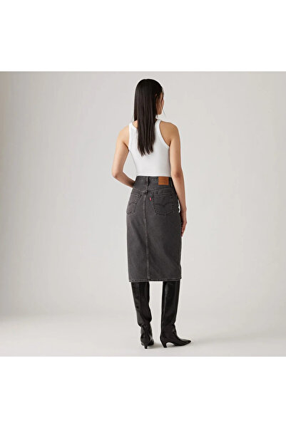 Levi's Side Slit Jean Skirt Gray
