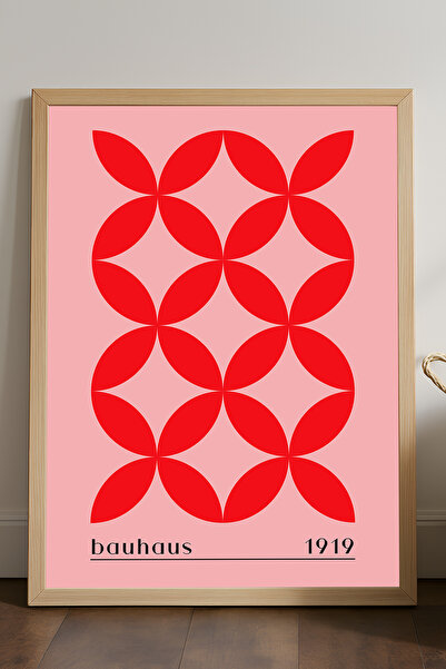 Duvarda Poster înrămat din lemn natural Bauhaus, pictură decorativă artistică...