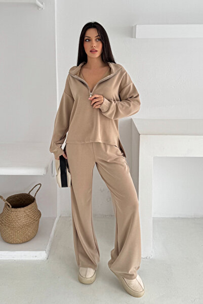 Mogi Butik Premium Modal Fabric Zippered Collar Women's Suit 3140