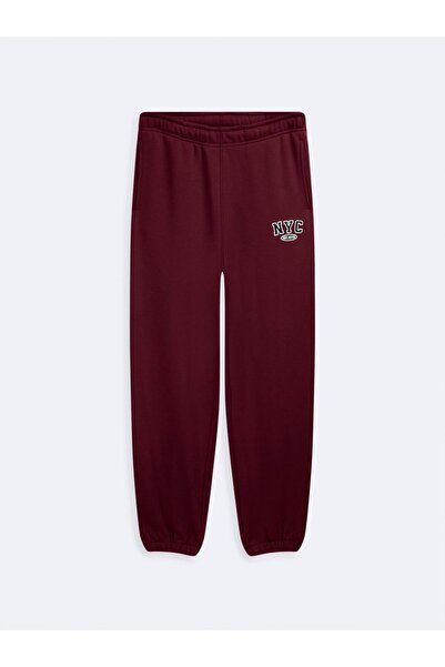 Ltb Elastic Waist Slogan Printed Skinny Leg Red Tracksuit