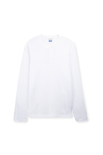 Ltb Long Sleeve Button Front White Sweatshirt