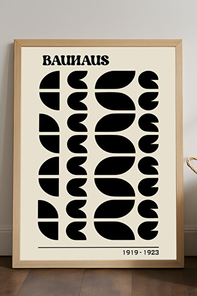 Duvarda Poster înrămat din lemn natural Bauhaus, pictură decorativă artistică...
