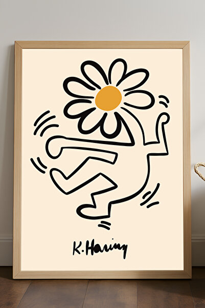 Duvarda Αφίσα Ketih Haring με φυσικό ξύλινο πλαίσιο, διακοσμητική καλλιτεχνικ...